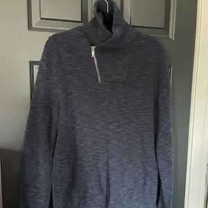 Men's blue express cowl neck 1/4 zip sweater